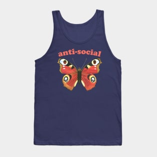 Anti-social butterfly (red text) - introverts unite (in their own homes) Tank Top